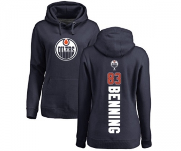 NHL Women Adidas Edmonton Oilers #83 Matt Benning Navy Blue Backer Pullover Hoodie
