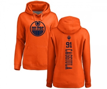 NHL Women Adidas Edmonton Oilers #91 Drake Caggiula Orange One Color Backer Pullover Hoodie