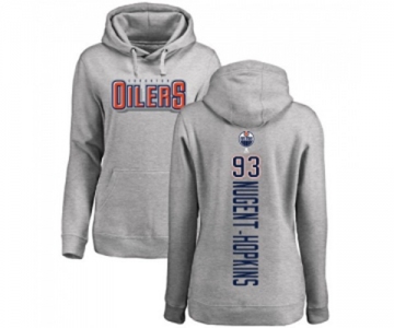NHL Women Adidas Edmonton Oilers #93 Ryan Nugent-Hopkins Ash Backer Pullover Hoodie