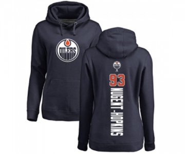 NHL Women Adidas Edmonton Oilers #93 Ryan Nugent-Hopkins Navy Blue Backer Pullover Hoodie