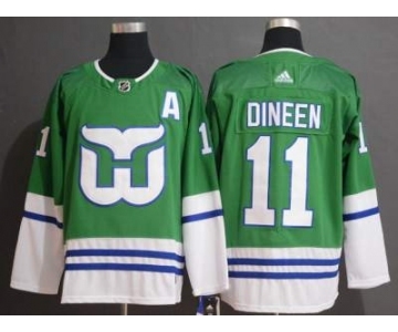 Men's Hartford Whalers #11 Kevin Dineen Green Stitched Hockey Jersey
