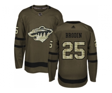 Adidas Minnesota Wild #25 Jonas Brodin Green Salute to Service Stitched NHL Jersey