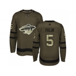 Adidas Minnesota Wild #5 Christian Folin Green Salute to Service Stitched NHL Jersey