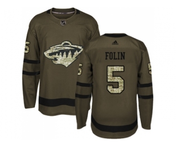 Adidas Minnesota Wild #5 Christian Folin Green Salute to Service Stitched NHL Jersey
