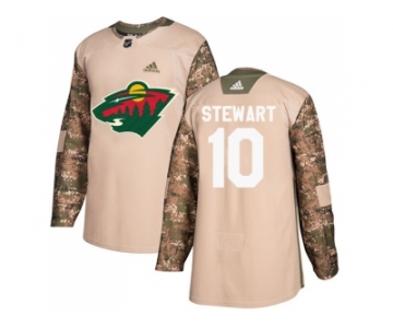 Men Adidas Minnesota Wild #10 Chris Stewart Camo Authentic 2017 Veterans Day Stitched NHL Jersey