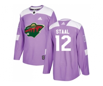 Men Adidas Minnesota Wild #12 Eric Staal Purple Authentic Fights Cancer Stitched NHL Jersey
