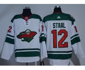 Men Adidas Minnesota Wild #12 Eric Staal White Road Authentic Stitched NHL Jersey