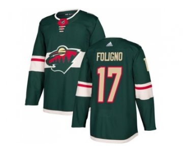 Men Adidas Minnesota Wild #17 Marcus Foligno Green Home Authentic Stitched NHL Jersey