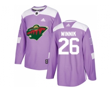Men Adidas Minnesota Wild #26 Daniel Winnik Purple Authentic Fights Cancer Stitched NHL Jersey