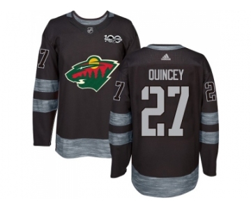 Men Adidas Minnesota Wild #27 Kyle Quincey Black 1917-2017 100th Anniversary Stitched NHL Jersey