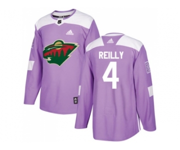 Men Adidas Minnesota Wild #4 Mike Reilly Purple Authentic Fights Cancer Stitched NHL Jersey