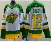 Men's Minnesota Wild #12 Matt Boldy White 2021 Reverse Retro Authentic Jersey