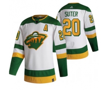 Men's Minnesota Wild #20 Ryan Suter White 2020-21 Reverse Retro Alternate Hockey Jersey