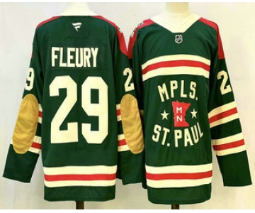 Men's Minnesota Wild #29 Marc Andre Fleury Green Winter Classic Stitched Authentic Jersey