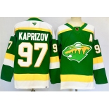 Men's Minnesota Wild #97 Kirill Kaprizov Green 2024-25 Alternate With A Patch Stitched Hockey Jersey