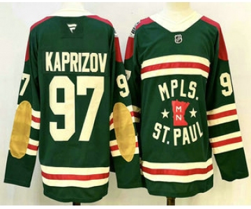 Men's Minnesota Wild #97 Kirill Kaprizov Green Winter Classic Stitched Authentic Jersey