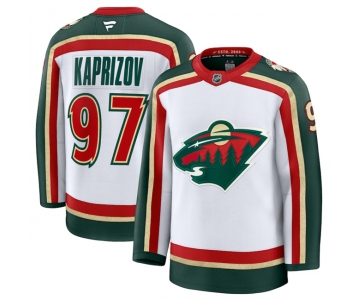 Men's Minnesota Wild #97 Kirill Kaprizov White 2025 25th Anniversary Stitched Hockey Jersey