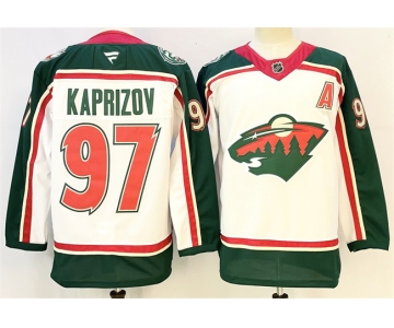 Men's Minnesota Wild #97 Kirill Kaprizov White 2025 With A Patch 25th Anniversary Stitched Hockey Jersey