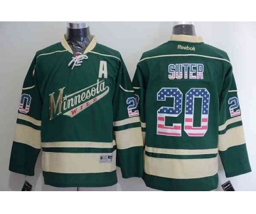 nhl jerseys minnesota wilds #20 suter green[national flag version][patch A][suter]