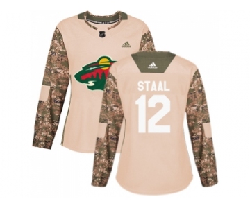Women Adidas Minnesota Wild #12 Eric Staal Camo Authentic 2017 Veterans Day Stitched NHL Jersey
