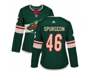 Women Adidas Minnesota Wild #46 Jared Spurgeon Green Home Authentic Stitched NHL Jersey