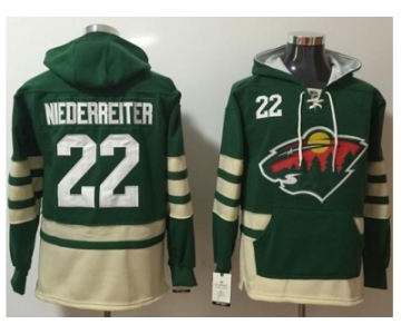 Men Minnesota Wild #22 Nino Niederreiter Green Name & Number Pullover NHL Hoodie