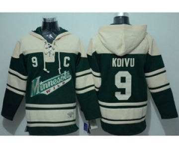 nhl jerseys minnesota wild #9 koivu cream-green[pullover hooded sweatshirt][patch C]