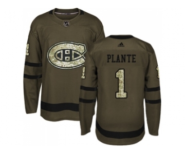 Adidas Montreal Canadiens #1 Jacques Plante Green Salute to Service Stitched NHL Jersey