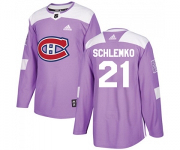 Adidas Montreal Canadiens #21 David Schlemko Authentic Purple Fights Cancer Practice NHL Jersey