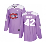 Adidas Montreal Canadiens #42 Dominic Moore Authentic Purple Fights Cancer Practice NHL Jersey