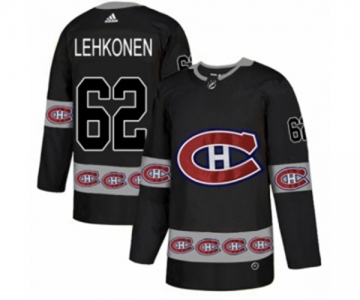 Adidas Montreal Canadiens #62 Artturi Lehkonen Authentic Black Team Logo Fashion NHL Jersey