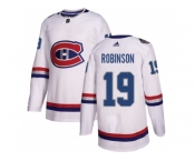 Men Adidas Montreal Canadiens #19 Larry Robinson White Authentic 2017 100 Classic Stitched NHL Jersey