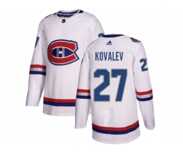 Men Adidas Montreal Canadiens #27 Alexei Kovalev White Authentic 2017 100 Classic Stitched NHL Jersey