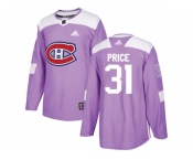 Men Adidas Montreal Canadiens #31 Carey Price Purple Authentic Fights Cancer Stitched NHL Jersey