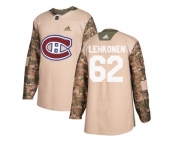 Men Adidas Montreal Canadiens #62 Artturi Lehkonen Camo Authentic 2017 Veterans Day Stitched NHL Jersey