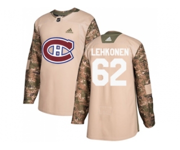 Men Adidas Montreal Canadiens #62 Artturi Lehkonen Camo Authentic 2017 Veterans Day Stitched NHL Jersey