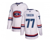 Men Adidas Montreal Canadiens #77 Pierre Turgeon White Authentic 2017 100 Classic Stitched NHL Jersey