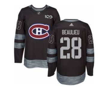 Men's Adidas Montreal Canadiens #28 Nathan Beaulieu Authentic Black 1917-2017 100th Anniversary NHL Jersey