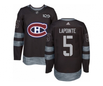 Men's Adidas Montreal Canadiens #5 Guy Lapointe Authentic Black 1917-2017 100th Anniversary NHL Jersey