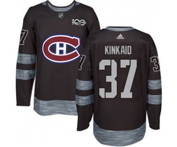 Men's Canadiens #37 Keith Kinkaid Black 1917-2017 100th Anniversary Stitched Hockey Jersey