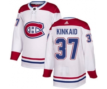 Men's Canadiens #37 Keith Kinkaid White Road Authentic Stitched Hockey Jersey