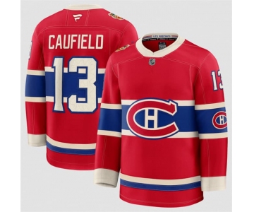 Men's Montreal Canadiens #13 Cole Caufield Red 2026 Heritage Classic Premium Stitched Jersey