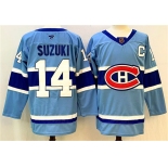 Men's Montreal Canadiens #14 Nick Suzuki Blue 2023-24 Reverse Retro Stitched Jersey