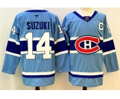 Men's Montreal Canadiens #14 Nick Suzuki Blue 2023-24 Reverse Retro Stitched Jersey