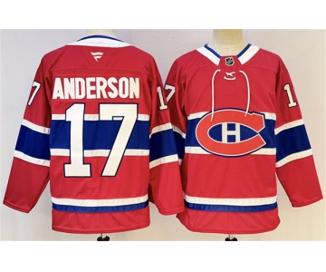 Men's Montreal Canadiens #17 Josh Anderson Red 2024-25 Stitched Jersey
