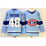 Men's Montreal Canadiens #48 Lane Hutson Blue 2023-24 Reverse Retro Stitched Jersey Men's Montreal Canadiens #48 Lane Hutson Blue 2023-24 Reverse Retro Stitched Jersey