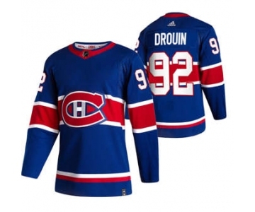 Men's Montreal Canadiens #92 Jonathan Drouin Blue 2020-21 Reverse Retro Alternate Hockey Jersey
