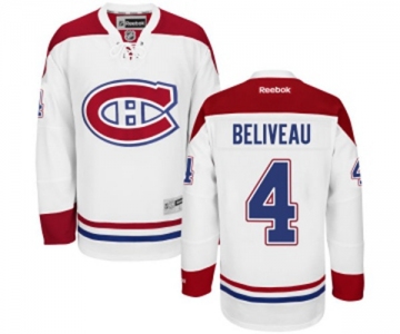 Reebok Montreal Canadiens #4 Jean Beliveau Authentic White Away NHL Jersey