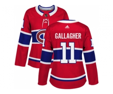 Women Adidas Montreal Canadiens #11 Brendan Gallagher Red Home Authentic Stitched NHL Jersey