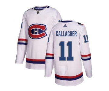 Women Adidas Montreal Canadiens #11 Brendan Gallagher White Authentic 2017 100 Classic Stitched NHL Jersey
